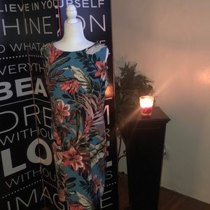 Sky blue tropical , floral dress